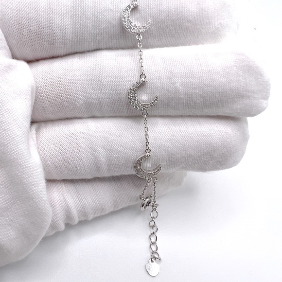Sterling Silver RP CZ Crescent Bracelet - Picture 3 of 17